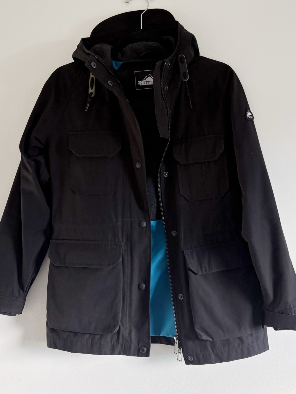 Penfield 80/20 Hooded Field Jacket with Blue Lining in Black Sz XS